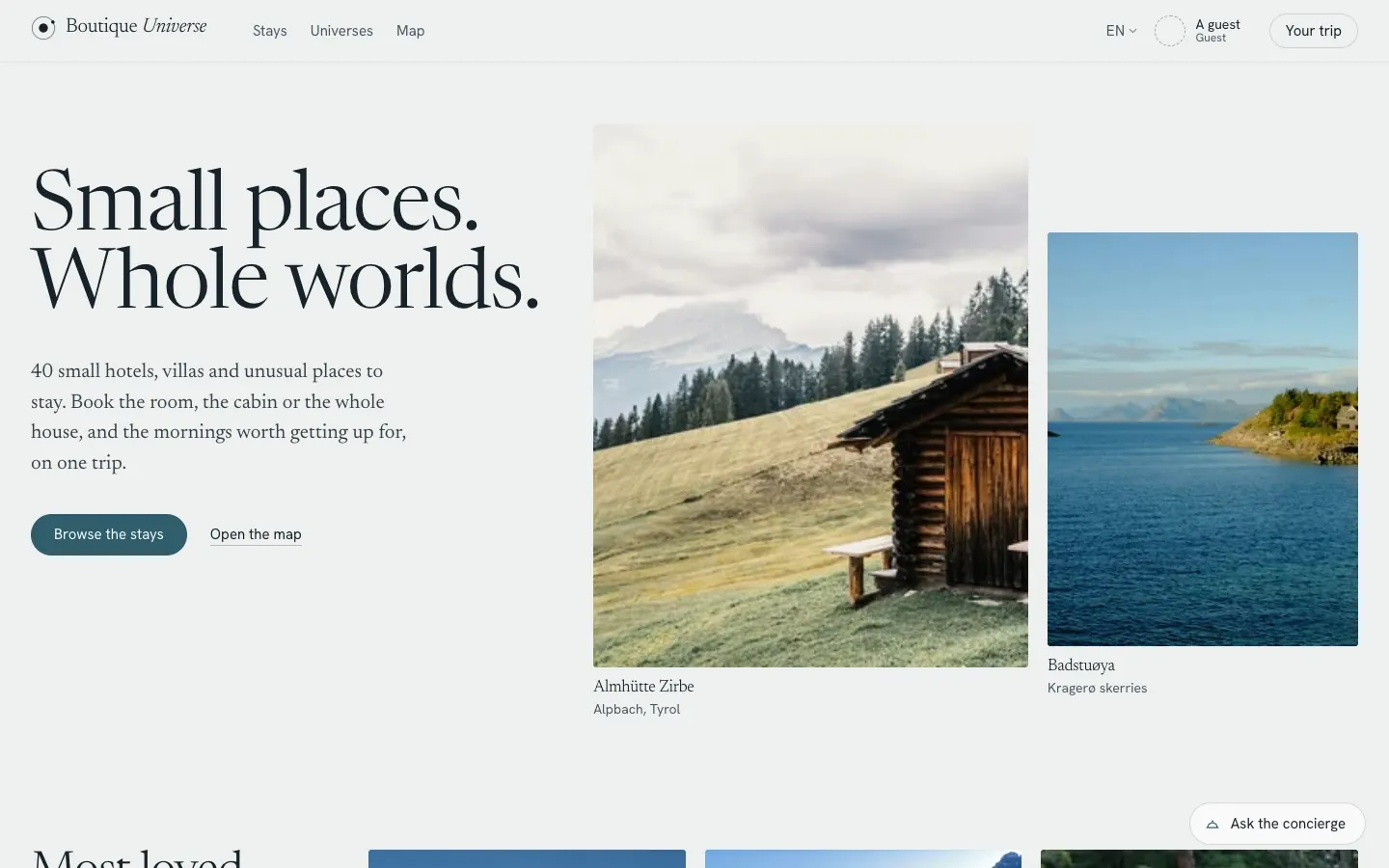 Boutique Universe: Small places, whole worlds
