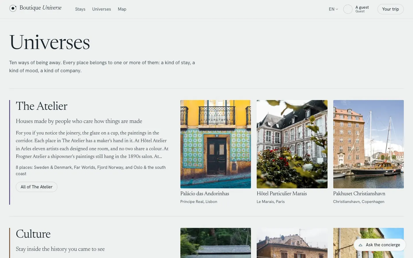Boutique Universe: Ten travel universes