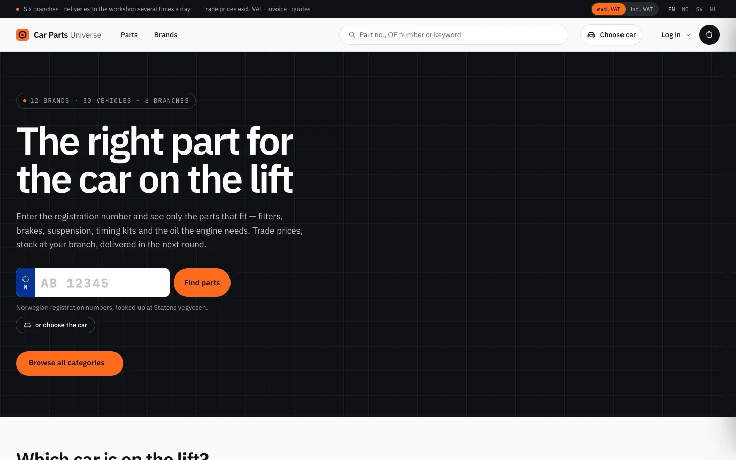 Car Parts Universe: Start from the car on the lift
