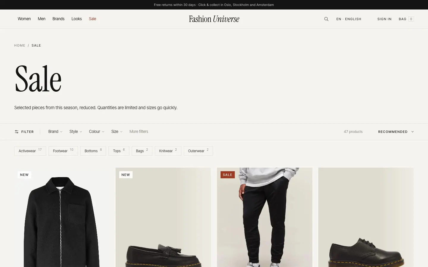 Fashion Universe: A sale price list