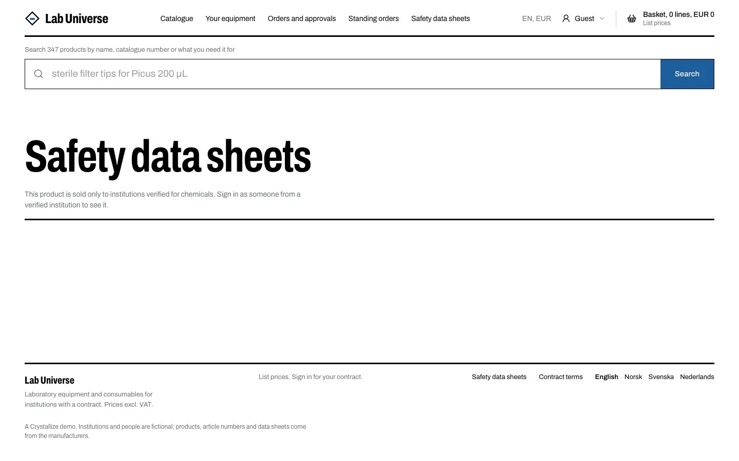 Lab Universe: Regulated chemicals with GHS data