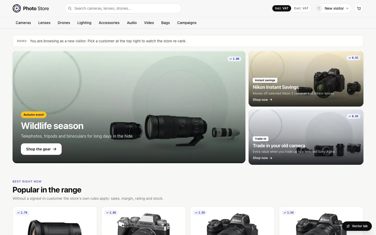 Photo Store: A front page ranked for each shopper