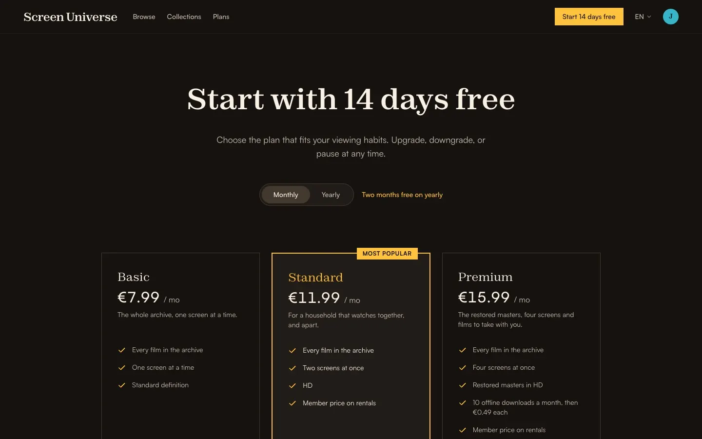 Screen Universe: Subscriptions with a free trial