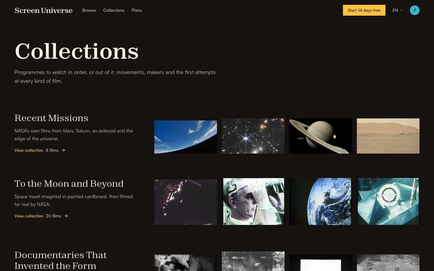 Screen Universe: 169 films, 15 collections