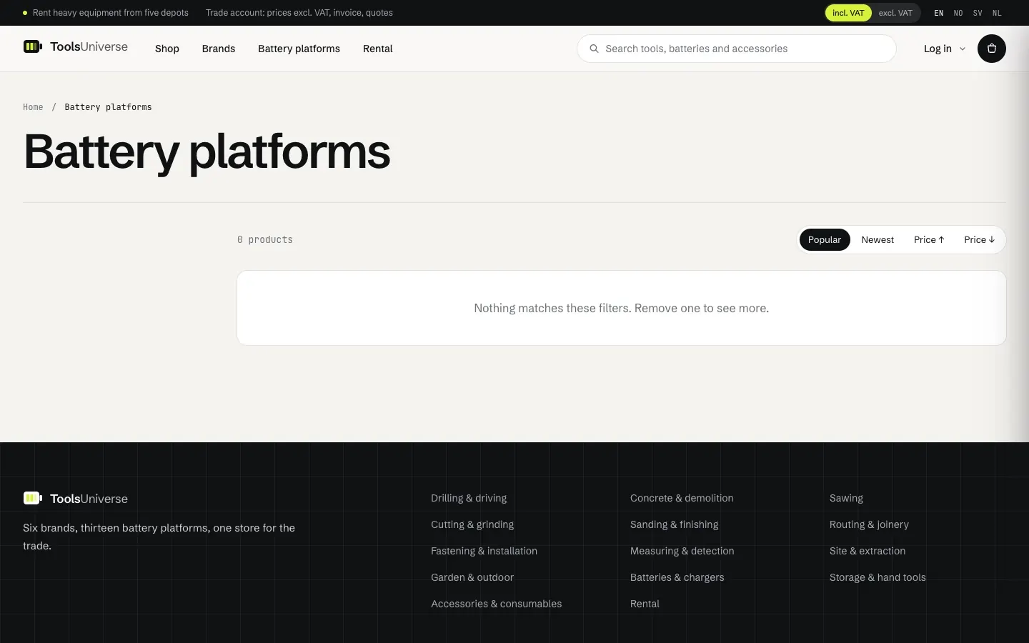 Tools Universe: Shop by battery platform