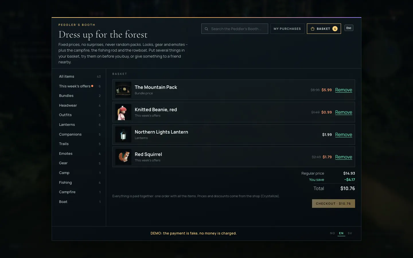 Troll Universe: A basket priced by Crystallize