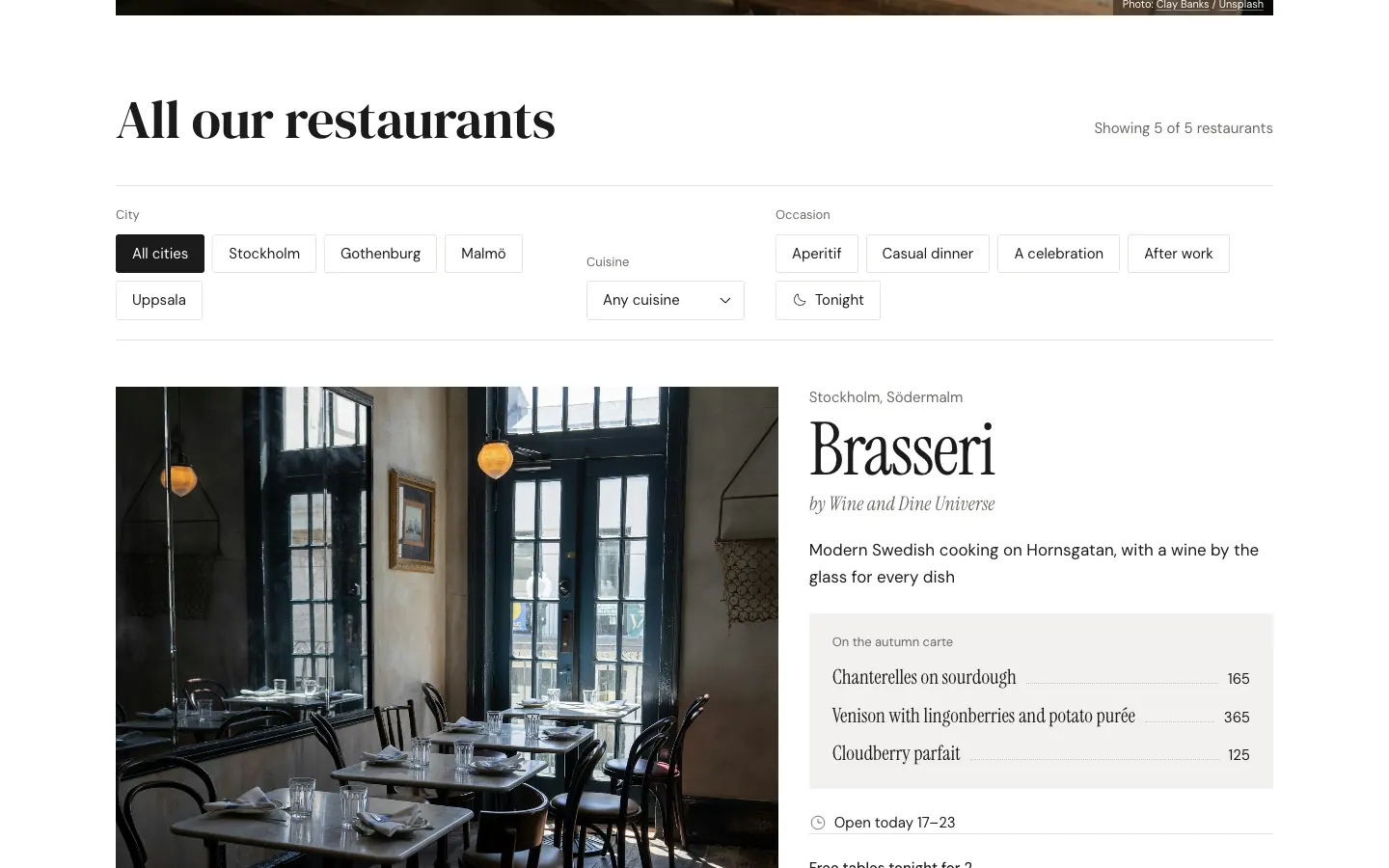 Wine and Dine Universe: Five restaurants, one site
