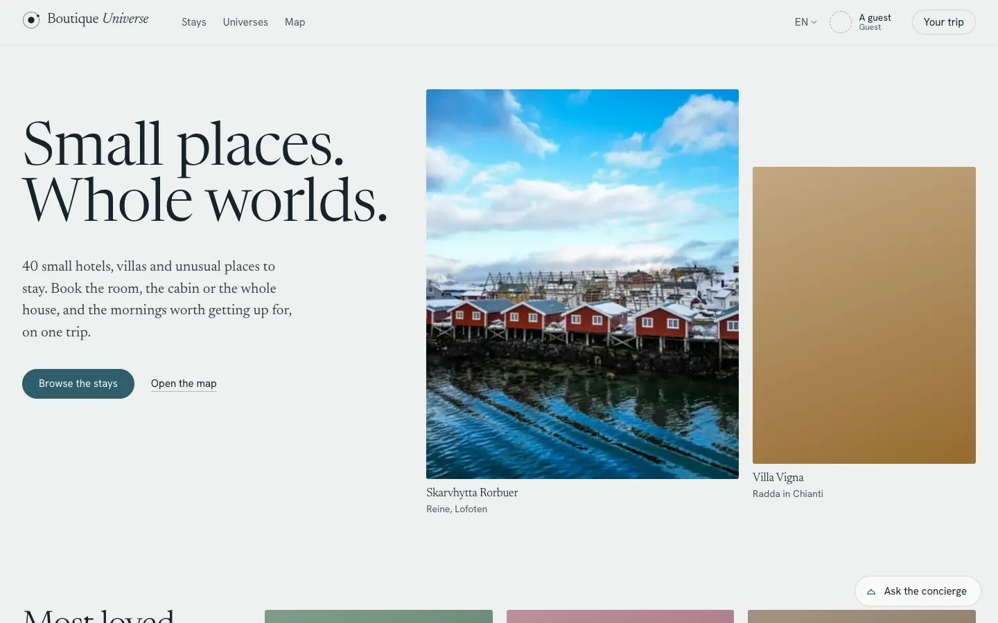 Boutique Universe front page