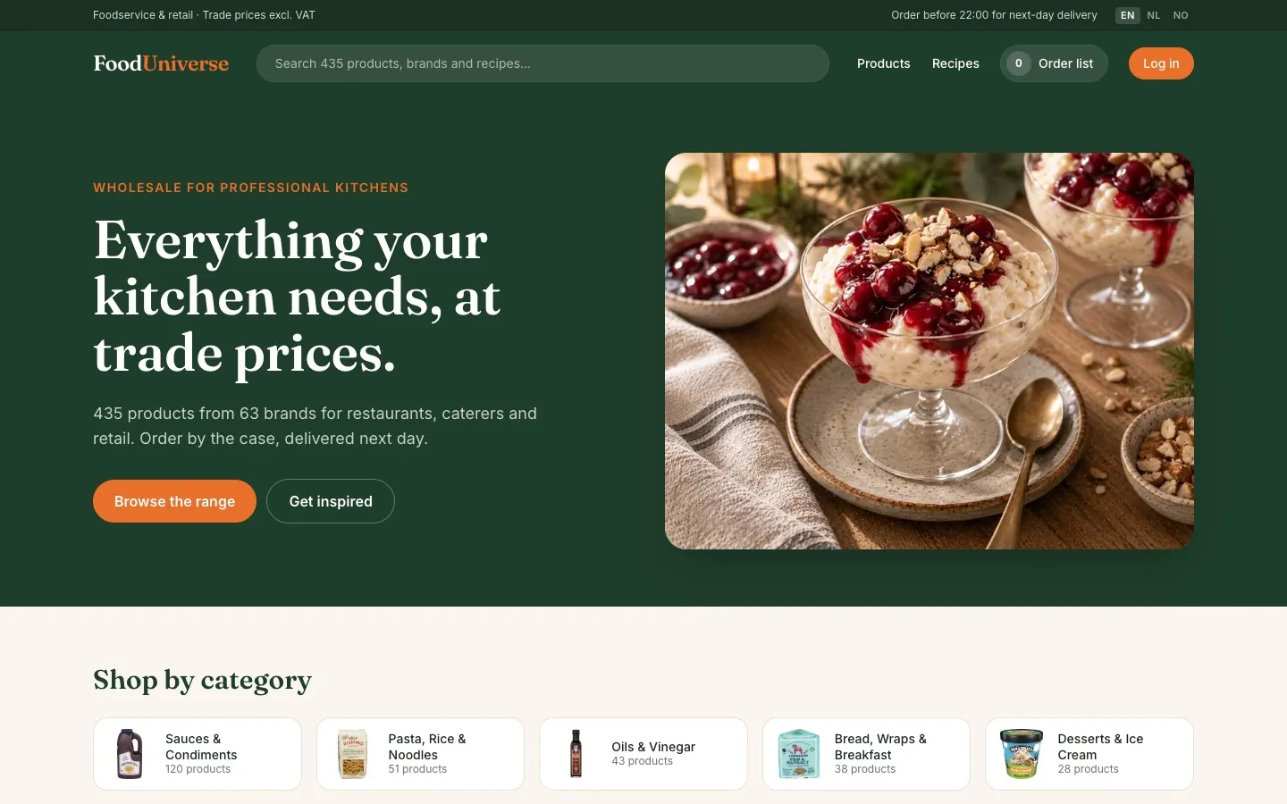 Food Universe front page