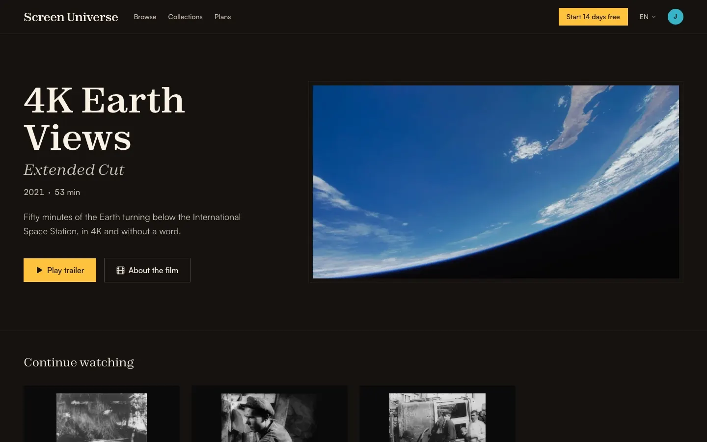 Screen Universe front page